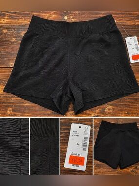 Reitmans Women’s Blk Textured Pull-On Shorts Size M StretchCasual Shorts NWT